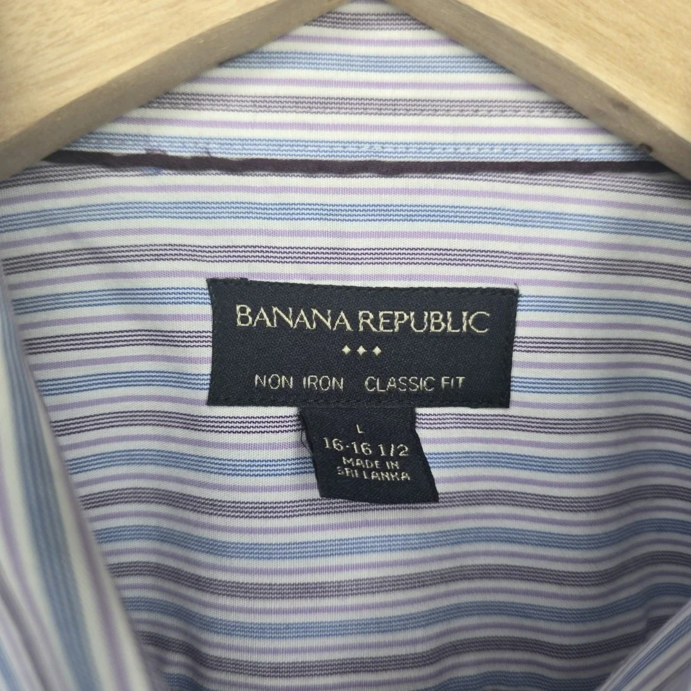Banana Republic Dress Shirt Mens Large‎ 16-16.5 Striped Button Non Iron Classic